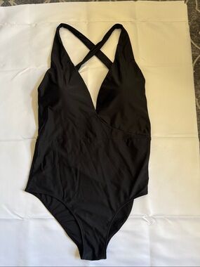 summersalt Black One-Piece Swimsuit with Cross-Back Straps